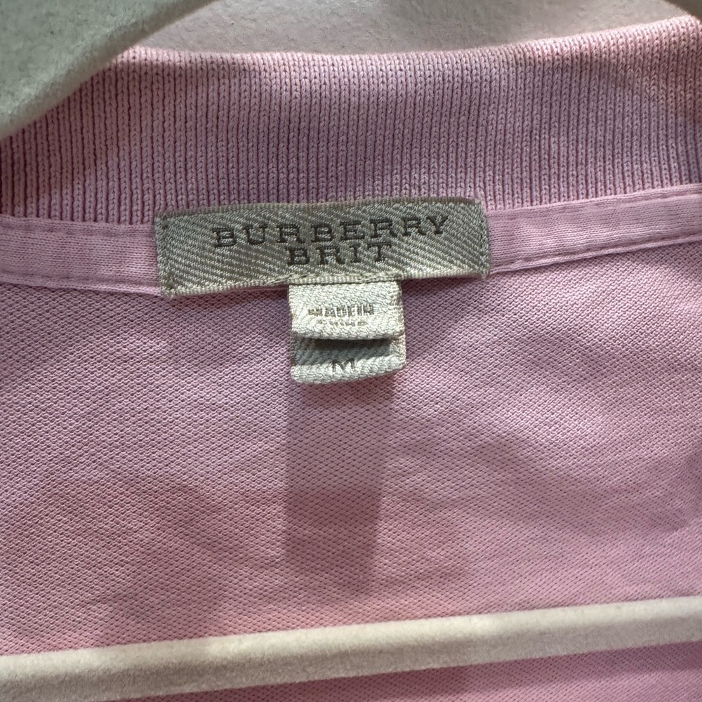 Men Burberry Pink Polo Shirt with Logo - Picture 2 of 3